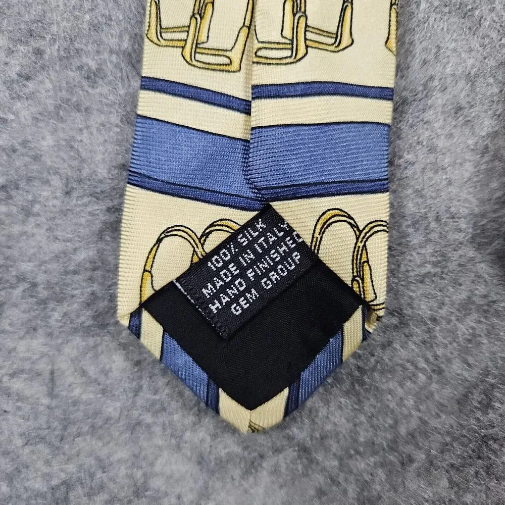 Paolo Gucci Silk Neck Tie Equestrian Stirrups Horse Theme 58x4 Inches TINY SPOTS